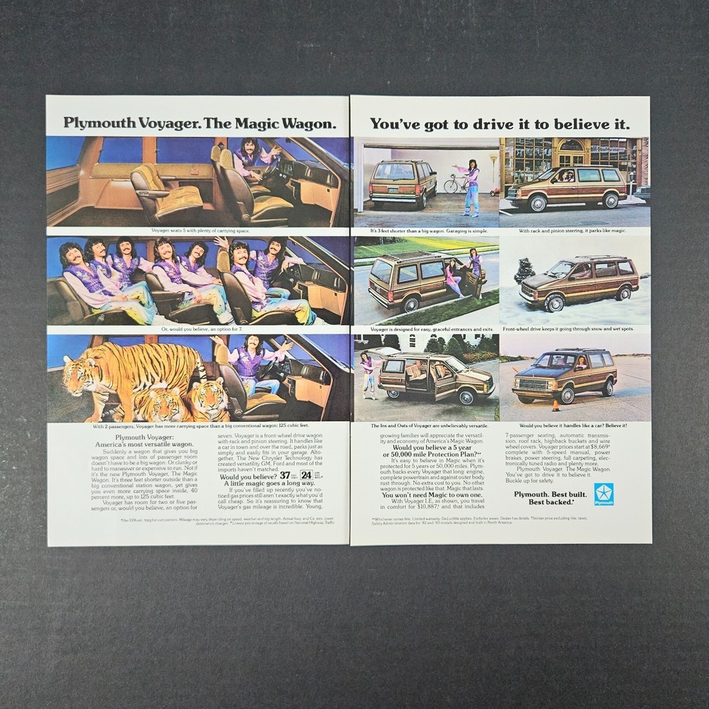 1984 Plymouth Voyager Minivan Vintage Print Ad Magic Wagon Doug Henning Garage